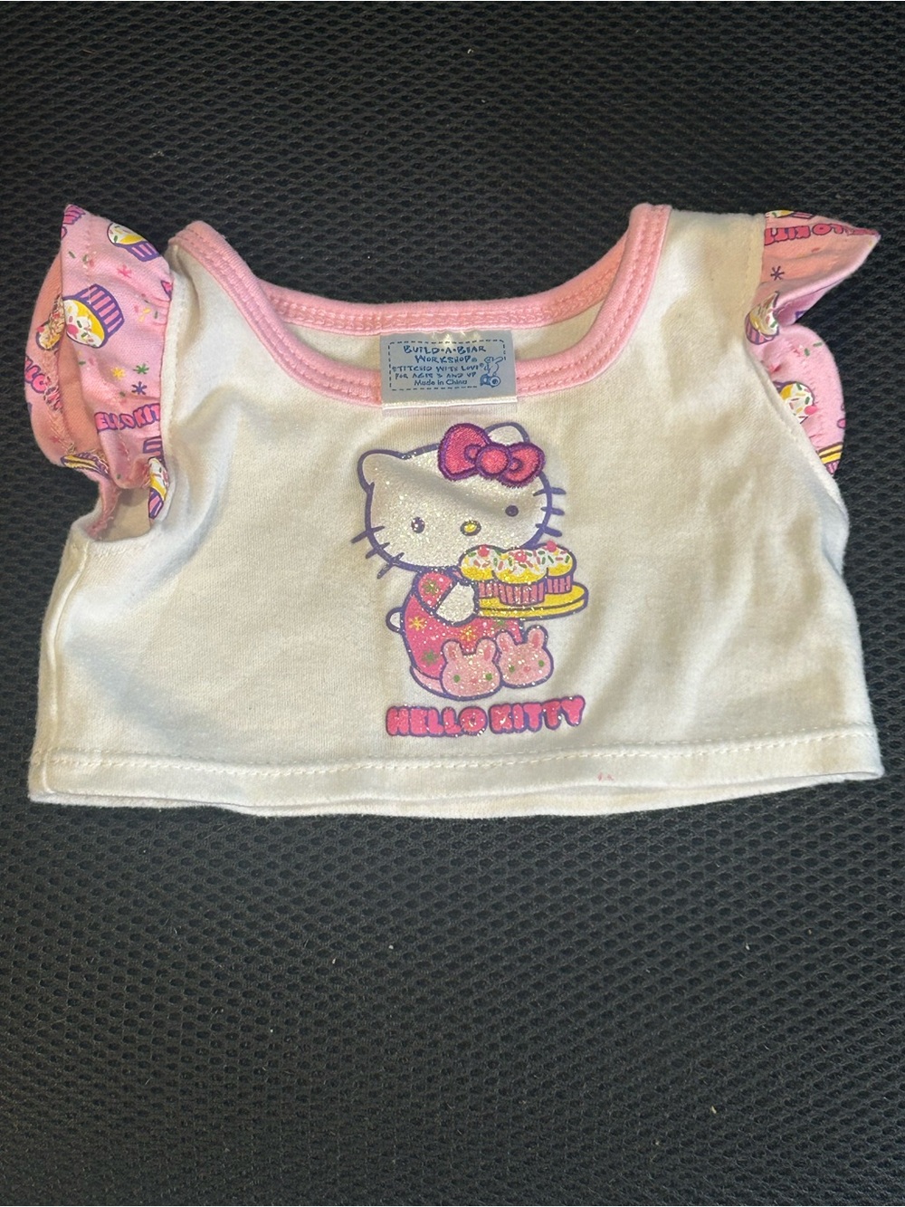 Build-A-Bear White & Pink Hello Kitty Ruffle Sleeve Top
